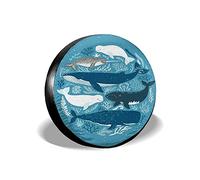 385 Copriruota di Scorta Balene E Megattere Blu Bellissimi Mammiferi Marini Animali Marini Viaggio Sott'Acqua Impermeabile Copri Ruota di Scorta Borsa Pneumatici Auto, per Rimorchio, Camion, 15in