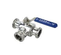 38mm 51mm 1.5 "2" Estremità di connessione SMS SUS 304 Acciaio inossidabile sanitario TL Port Tee 3 Modi Valvola a sfera Birra fatta in casa(L-Port,38mm)