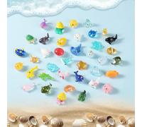 38pz Mini Figurine di Animali dell'Oceano, 38 Stili Piccoli Animali Marini Miniatura Piccoli Animali Marini Resina Delfini Divertenti Polpi Ornamenti Conchiglie per Casa Bambole Decorazioni