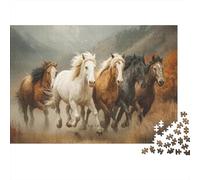38x26cm/1000pcs Puzzle Impossibili Cavalli selvaggi che corrono nel Montana Decorazione Per La Casa. Rilassamento E Intelligence Per Adulti