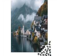 38x26cm/1000pcs Puzzle Impossibili Città austriaca, chiesa sul lago Decorazione Per La Casa. Rilassamento E Intelligence Per Adulti