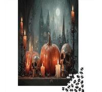 38x26cm/1000pcs Puzzle Impossibili Gothic Gattohedrals Zucche, scheletri, ragni, candele Decorazione Per La Casa. Rilassamento E Intelligence Per Adulti