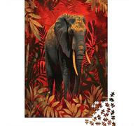 38x26cm/1000pcs Puzzle Impossibili Illustrazione tropicale surreale Arte: Elefante nella giungla Decorazione Per La Casa. Rilassamento E Intelligence Per Adulti