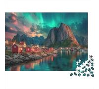 38x26cm/1000pcs Puzzle Impossibili Isole Lofoten: case rosse e montagne verdi Decorazione Per La Casa. Rilassamento E Intelligence Per Adulti