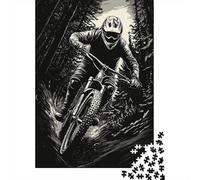 38x26cm/1000pcs Puzzle Impossibili Mountain Biker Illustrazione vettoriale in bianco e nero Decorazione Per La Casa. Rilassamento E Intelligence Per Adulti