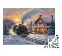 38x26cm/1000pcs Puzzle Impossibili Scena del treno invernale Decorazione Per La Casa. Rilassamento E Intelligence Per Adulti