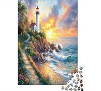 38x26cm/1000pcs Puzzle Impossibili Sea Tramonto Sky Faro sulla Costa Rocciosa Decorazione Per La Casa. Rilassamento E Intelligence Per Adulti