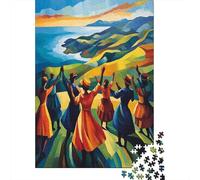 38x26cm/1000pcs Puzzle Impossibili Veduta di Malin Montagna Amici che ballano attorno a un cerchio di tamburi Decorazione Per La Casa. Rilassamento E Intelligence Per Adulti