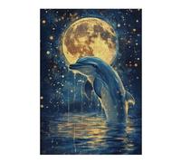 38x26cm/1000pcs Puzzle Per Adolescenti Dolphin Under Moonlight Puzzle Per Adulti Giochi Rilassanti Difficili Regali Unici Per Compleanno E Natale 38x26cm/1000pcs
