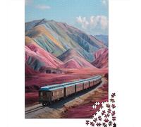 38x26cm/1000pcs Puzzle Per Adulti Dipinto di treno di lusso peruviano, dipinto a olio su collina Donna Uomo Tavola Di Legno Ad Incastro Di Precisione