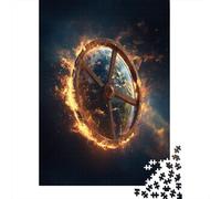 38x26cm/1000pcs Puzzle Per Adulti Ruota di legno volante che brucia nello spazio Donna Uomo Tavola Di Legno Ad Incastro Di Precisione