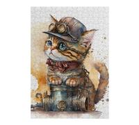 38x26cm/1000pcs Puzzle Per Adulti Steampunk Cat Puzzle Per Adolescenti Gioco Pratico Migliora La Memoria Interazione Genitore-figlio 38x26cm/1000pcs