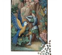 38x26cm/1000pcSole 14° Jigsaw,Bandito del secolo con armatura che combatte contro un pappagallo Puzzle Fai Da Te Per Adulti E Folla Dai 14 Anni in Su