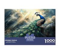 38x26cm/1000pcsPavone che apre la coda Jigsaw,Pioggia e sole tra le nuvole Puzzle Fai Da Te Per Adulti E Folla Dai 14 Anni in Su