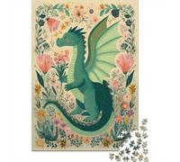 38x26cm/1000pcsPuzzle, Puzzle Per Adolescenti Adulti Green Drago Fiore