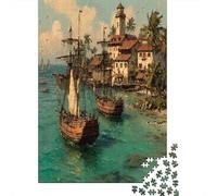 38x26cm/1000pcsPuzzle, Puzzle Per Adolescenti Adulti L'età d'oro dei pirati, Safe Harbor
