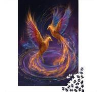 38x26cm/1000pcsPuzzle, Puzzle Per Adolescenti Adulti Two Fenicees Fly Side by Side in A Shining Spiral of Fire And Data
