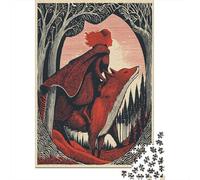 38x26cm/1000pcsRed-haired Girl in A Hooded Cloak Jigsaw,Fox Puzzle Fai Da Te Per Adulti E Folla Dai 14 Anni in Su