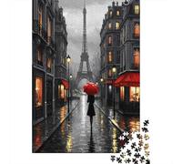 38x26cm/1000pcsScena di strada parigina Jigsaw,Stile romantico da notte piovosa Puzzle Fai Da Te Per Adulti E Folla Dai 14 Anni in Su
