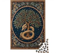 38x26cm/1000pcsSerpente in stile medievale avvolto attorno a un sorbo con bacche rosse Jigsaw, Puzzle Fai Da Te Per Adulti E Folla Dai 14 Anni in Su