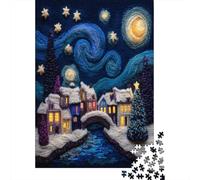 38x26cm/1000pcsVillaggio lavorato a maglia 3D sotto il cielo stellato Cielo Jigsaw, Puzzle Fai Da Te Per Adulti E Folla Dai 14 Anni in Su