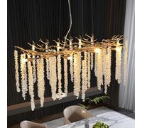 39.4-inch modern golden pendant light with cascading crystal strings, perfect for living rooms, dining rooms, and lobbies, high-end decorative lighting fixtures