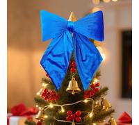 39,9 x 30 cm, puntale per albero di Natale con decorazione a fiocco, ornamento da appendere, decorazione per la casa, per Natale, compleanni, feste (blu, taglia unica)