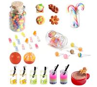 39 pezzi di cibo e bevande in miniatura, accessori per casa delle bambole in resina, set di alimenti in miniatura per mini cucina, giochi di ruolo, feste, accessori Playmobil Dollhouse di dimensioni