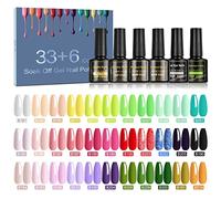 39 Pezzi Smalti Semipermanenti per Unghie, 33 Colori Gel UV LED, con Base, Top Coat Lucido, Opaco, Effetto Cat Eye e Glow in the Dark, Colori Popolari