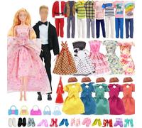 39 pezzi vestiti e accessori compatibili con Barbie Natale, abito da principessa, 2 set di abiti natalizi 2 set moda 2 abiti alla moda 2 abiti alla moda 2 abiti 12 paia di scarpe 5 tasche