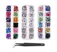 3900 Pezzi Strass Cristallo per Nail Art, Cristalli per Unghie AB e Trasparenti, Glitter Brillantini Decorazioni con Pinzette