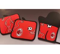 3943 AC MILAN UNIONTEX SET BAREBQUE CUCINA 2 PRESINE+1 GUANTO IMBOTTITO