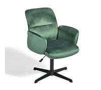 39F FURNITURE DREAM Sedia da ufficio ergonomica in velluto verde - altezza regolabile, girevole a 360°, braccia e base in metallo, moderna sedia per ufficio domestico