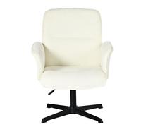 39F FURNITURE DREAM Sedia girevole ergonomica da ufficio - Altezza regolabile, rivestimento in bouclé, braccioli e base in metallo - Moderna sedia da scrivania per ufficio, bianca