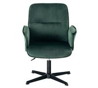 39F FURNITURE DREAM Sedia Visitatore e Conferenze in Velluto Verde - Girevole a 360° Altezza regolabile, braccioli e base metallica - Sedia da ricevimento moderna per ufficio a casa