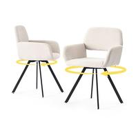 39F FURNITURE DREAM Set 2 Sedie da Regista Girevoli in Tessuto Beige - Gambe in Metallo e Braccioli Imbottiti