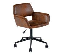 39F FURNITURE DREAM Swivel Accent Chair with Arm Support - Ideale per study, giocare o lavoro - Upholstered in pelle scamosciata - Swivel & Adjustable Height Function, marrone, 61 x 56 x 76 - 86 cm