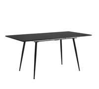 39F FURNITURE DREAM Tavolo da pranzo allungabile in stile scandinavo con piano in legno nero e gambe in metallo nero e oro, per cucina, sala da pranzo, soggiorno, nero, 120-160 x 80 x 75 cm