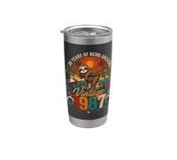39th Birthday Retro Sloth Tropical Vintage 1987 39 Years Old Bicchiere termico in acciaio inox doppia parete