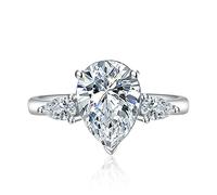 3ct per la goccia di acqua per pera a forma di lacrima zirconia cubica promessa impegno alone promessa anello di eternità per donne 925 bande da sposa in argento sterling moissanite anello regolabile