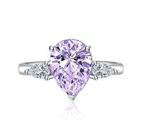 3ct per la goccia di acqua per pera a forma di lacrima zirconia cubica promessa impegno alone promessa anello di eternità per donne 925 bande da sposa in argento sterling moissanite anello regolabile