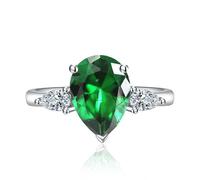 3ct per la goccia di acqua per pera a forma di lacrima zirconia cubica promessa impegno alone promessa anello di eternità per donne 925 bande da sposa in argento sterling moissanite anello regolabile