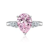 3ct per la goccia di acqua per pera a forma di lacrima zirconia cubica promessa impegno alone promessa anello di eternità per donne 925 bande da sposa in argento sterling moissanite anello regolabile