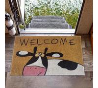3D 1 pezzo di mucca Benvenuto Zerbino stampato Tappeto da bagno Lavatrice Lavabile Regalo di inaugurazione per la porta d'ingresso Orazione veranda Moquette-40x60cm