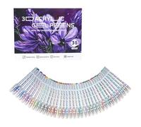 3D Acrylic Gel Pens, 36 Colors, 1mm Bullet Tip, Quick Dry Glitter GelPens, Ideal for Stone, Wood, Calligraphy, Canvas, Ceramic, Metal, Glass, Rock Painting, DIY Crafts Art Supplies Kit (36pcs)