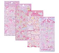 3D Adesivi Bambini, 4 Pezzi Set Stickers Cartone Animato Sticker Bambina Kawaii Adesivi Bello per Tazze, Computer Portatili, DIY-Artigianato, Custodia del Telefono, Album di Ritagli (MLD)