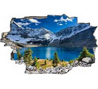 3D Adesivi da Parete,Adesivi Murali,Vista Effetto 3D Fuori dalla Finestra Decorazione Rimovibili Vinile DIY Stickers Murali per salone, Camera da Letto, Montagne di neve sul lago 70x110cm