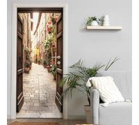 3D Adesivi per Porte Giardino di Campagna Adesivo Porta Interne 80x210 cm Pellicola Autoadesiva Impermeabile Stile Italiano Porte Carta da Parati Camera da Letto Arte Decorativa Parete Poster m.3234