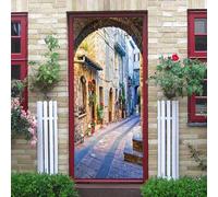 3D Adesivi per Porte Interne Stile Italiano Adesivo Porta Giardino di Campagna Carta Parati Autoadesiva Arte Sticker Camera Letto Soggiorno Decorazione Parete Poster Murale 88x200 cm m.4462