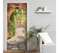 3D Adesivi per Porte Stile Italiano Adesivo Porta Interne 77x200 cm Pellicola Autoadesiva Impermeabile Giardino di Campagna Porte Carta da Parati Camera da Letto Arte Decorativa Parete Poster m.2363